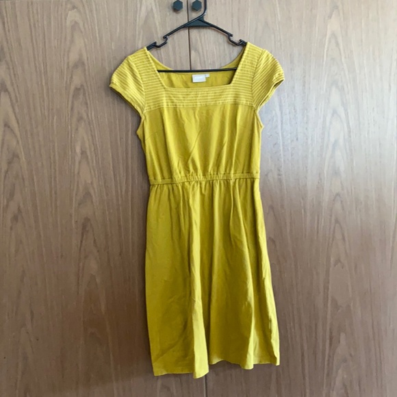 eshakti Dresses & Skirts - eShakti Trapunto trim cotton knit dress in maize yellow Size 6
